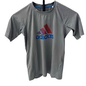 adidas Boy’s MD Athletic Top Grey AEROREADY Logo Soccer Jersey T-Shirt